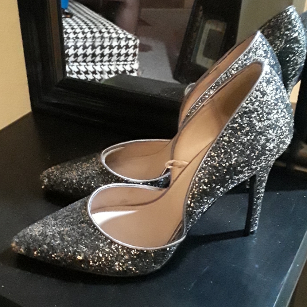 "Express" Sparkly Silver Heels